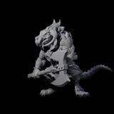 Stocky Dragonborn Barbarian Miniature for Dungeons and Dragons, Pathfinder or other TTRPGs