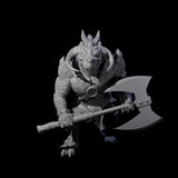 Stocky Dragonborn Barbarian Miniature for Dungeons and Dragons, Pathfinder or other TTRPGs