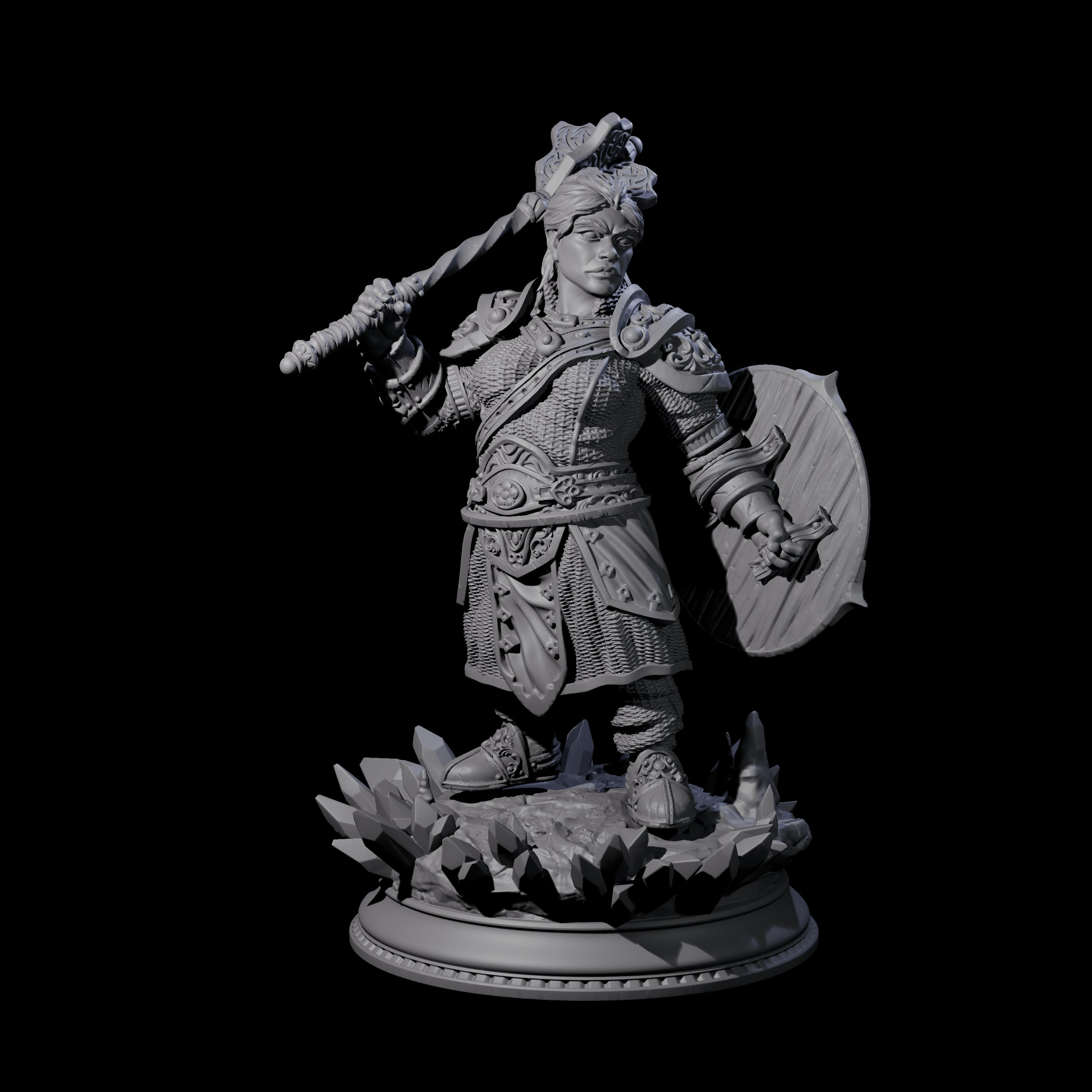 Stoic Female Dwarf Fighter Miniature for Dungeons and Dragons, Pathfinder or other TTRPGs
