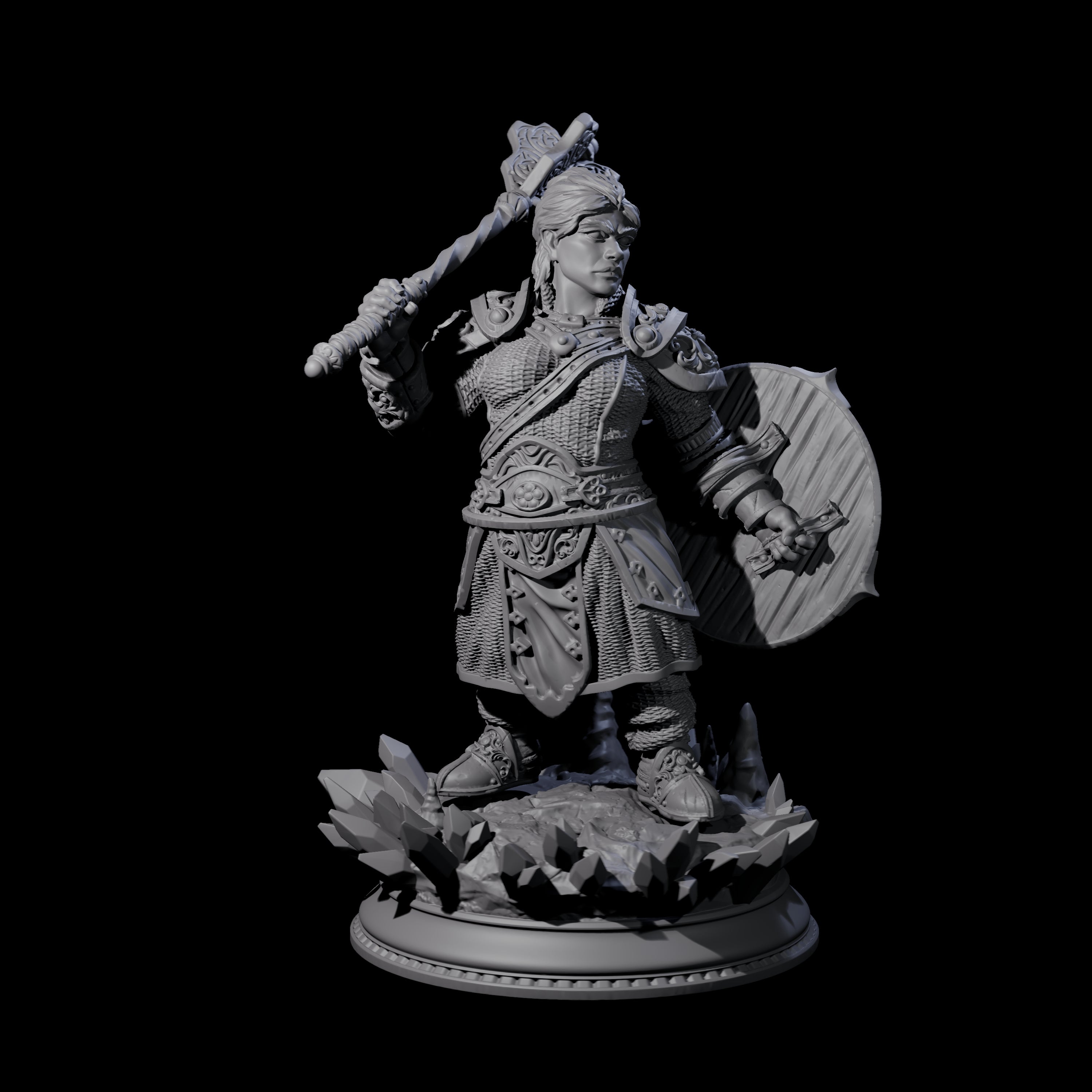 Stoic Female Dwarf Fighter Miniature for Dungeons and Dragons, Pathfinder or other TTRPGs