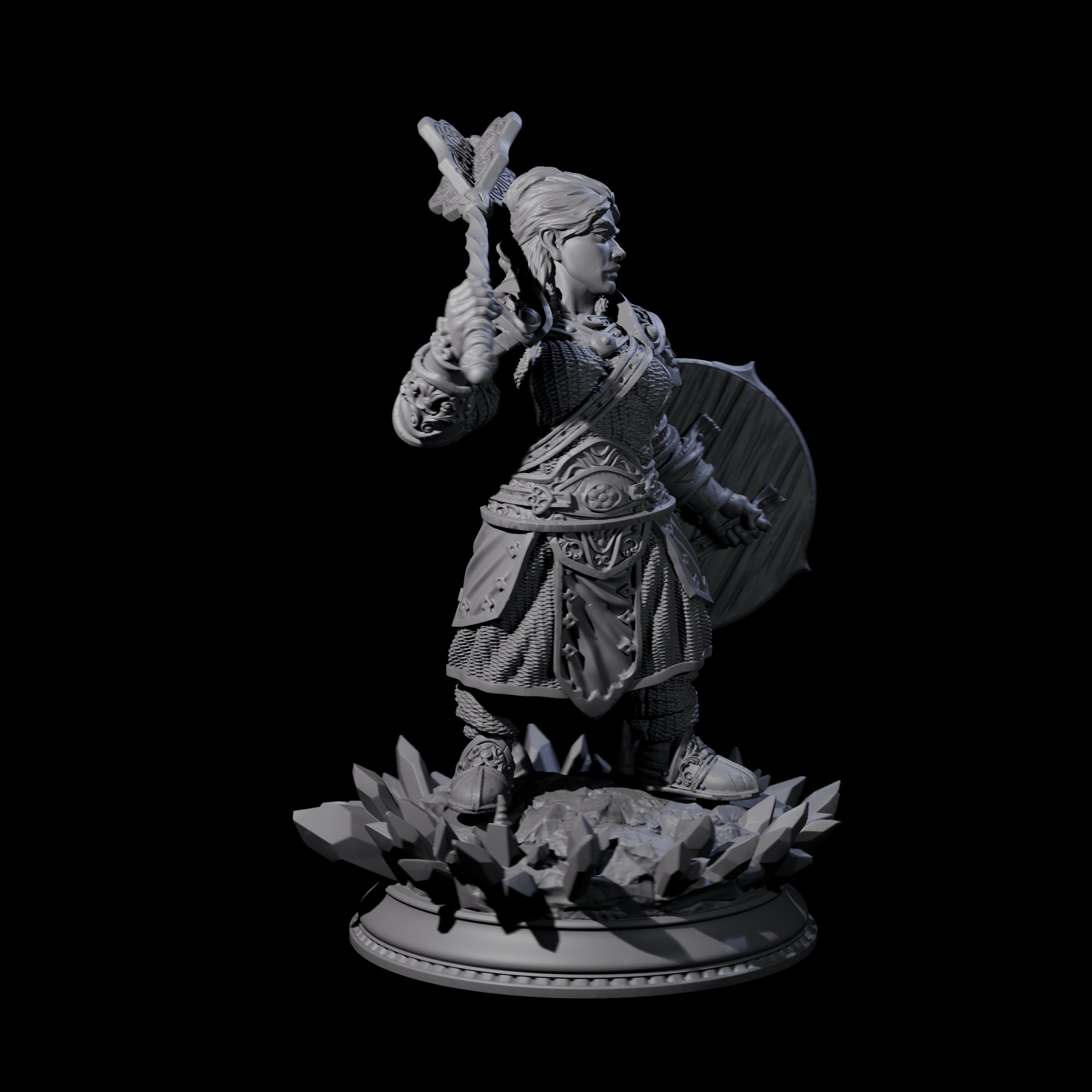 Stoic Female Dwarf Fighter Miniature for Dungeons and Dragons, Pathfinder or other TTRPGs