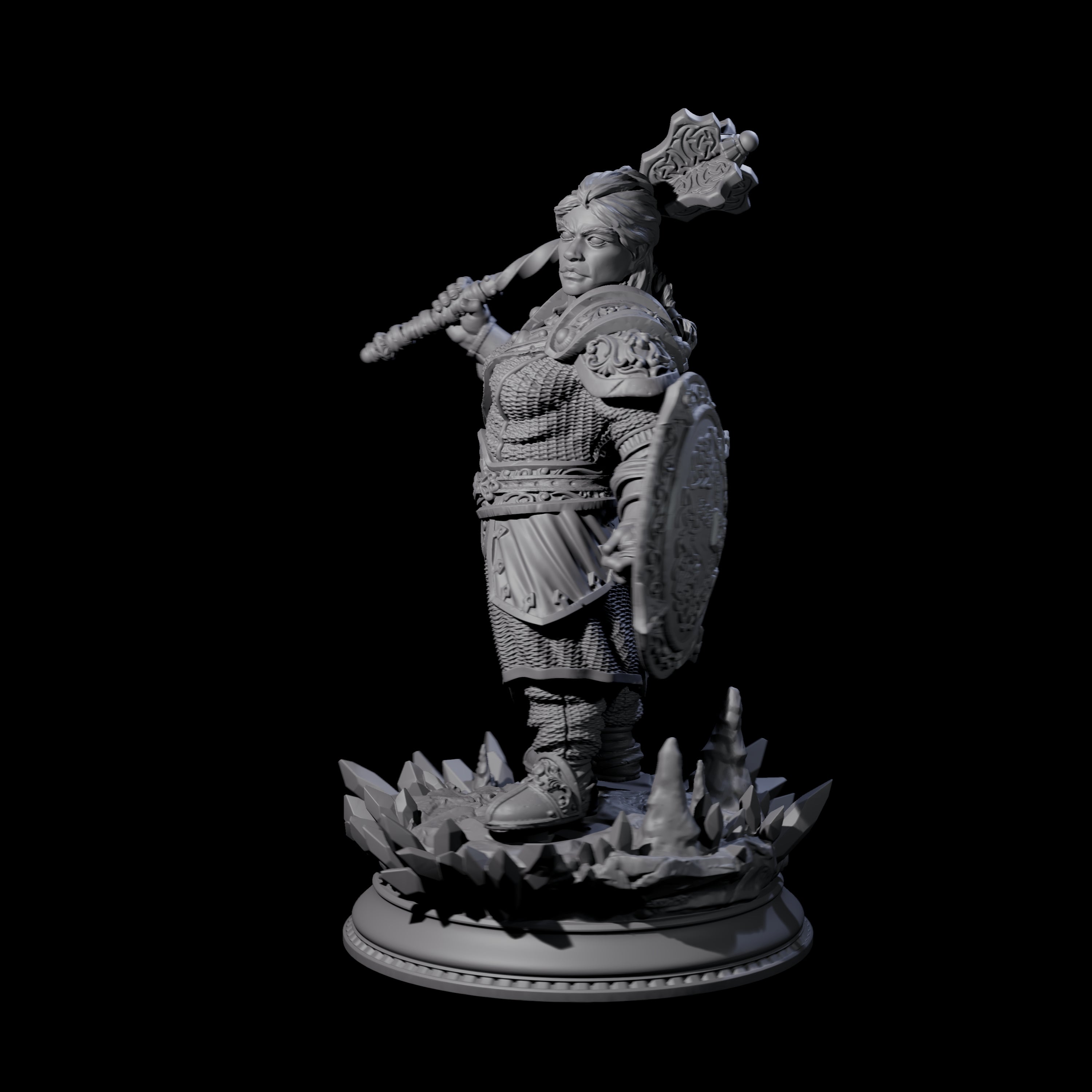 Stoic Female Dwarf Fighter Miniature for Dungeons and Dragons, Pathfinder or other TTRPGs