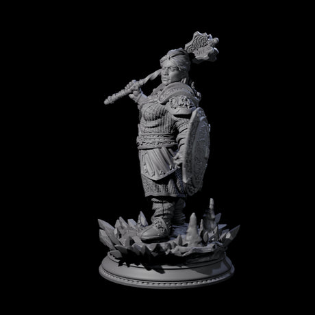 Stoic Female Dwarf Fighter Miniature for Dungeons and Dragons, Pathfinder or other TTRPGs