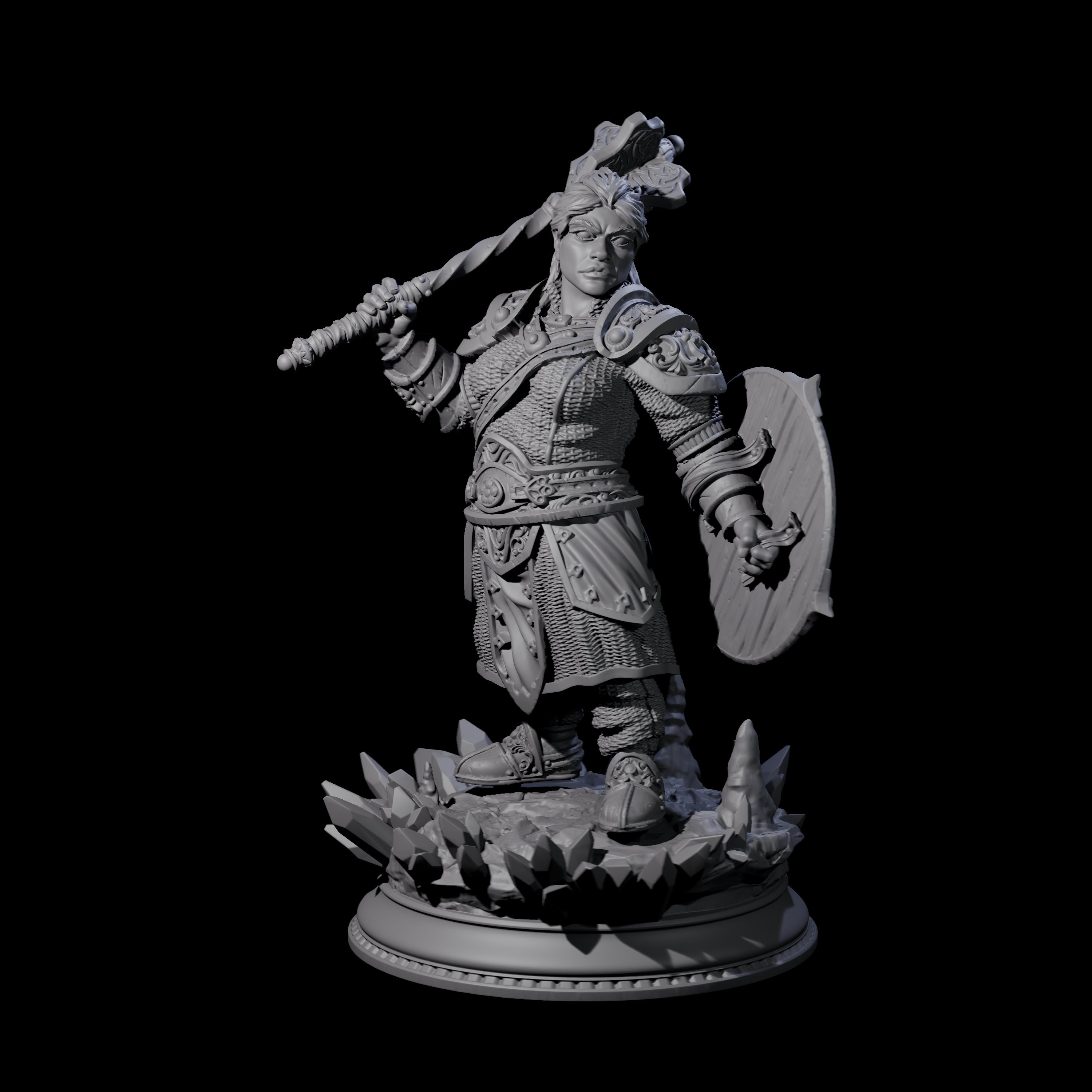Stoic Female Dwarf Fighter Miniature for Dungeons and Dragons, Pathfinder or other TTRPGs