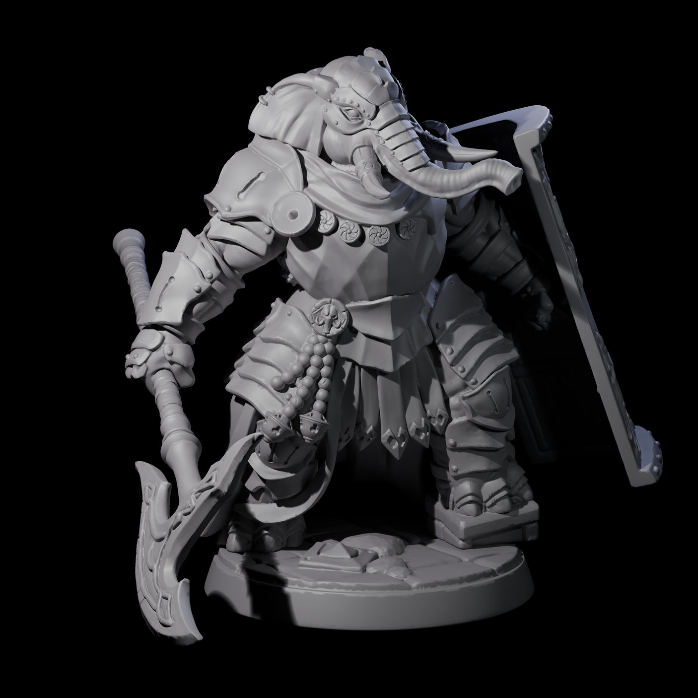 Stoic Loxodon Guard D Miniature for Dungeons and Dragons, Pathfinder or other TTRPGs