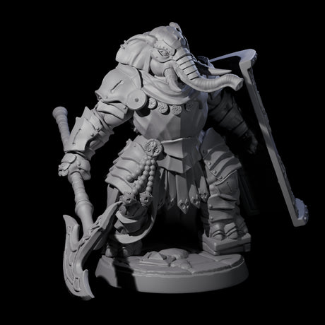 Stoic Loxodon Guard D Miniature for Dungeons and Dragons, Pathfinder or other TTRPGs