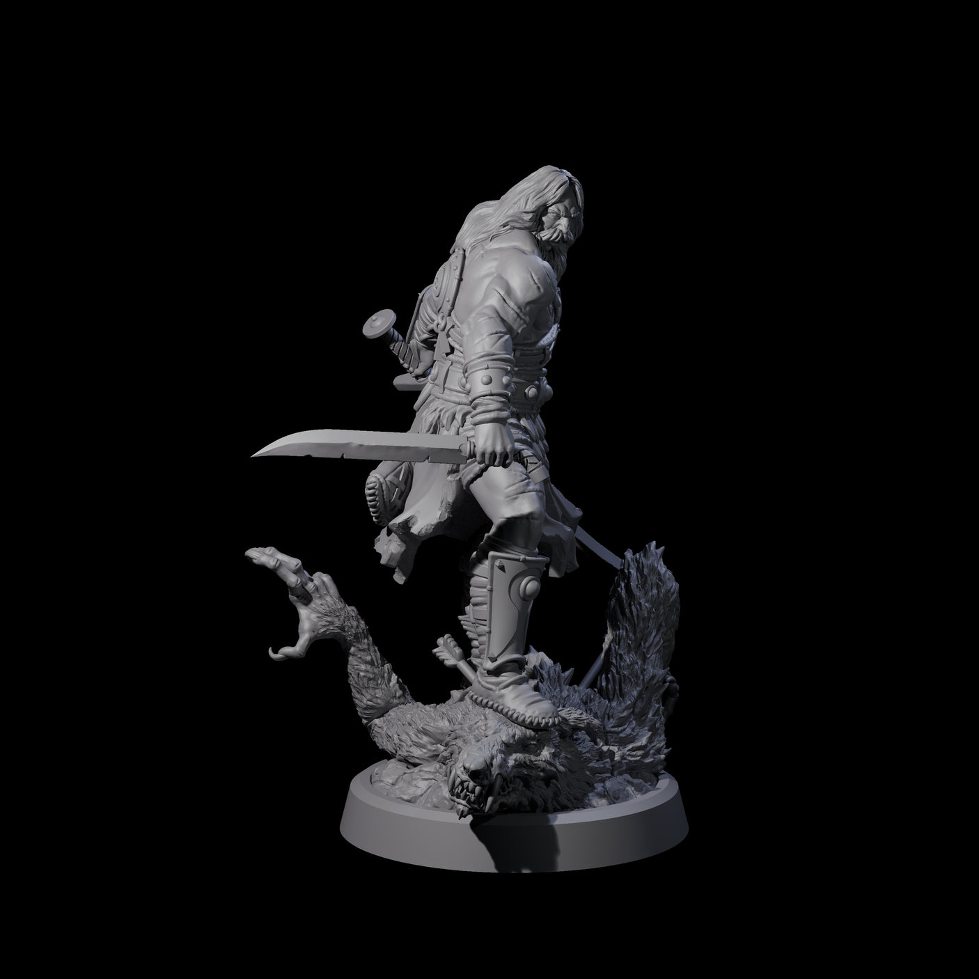 Stomping Werewolf Hunter Miniature for Dungeons and Dragons, Pathfinder or other TTRPGs