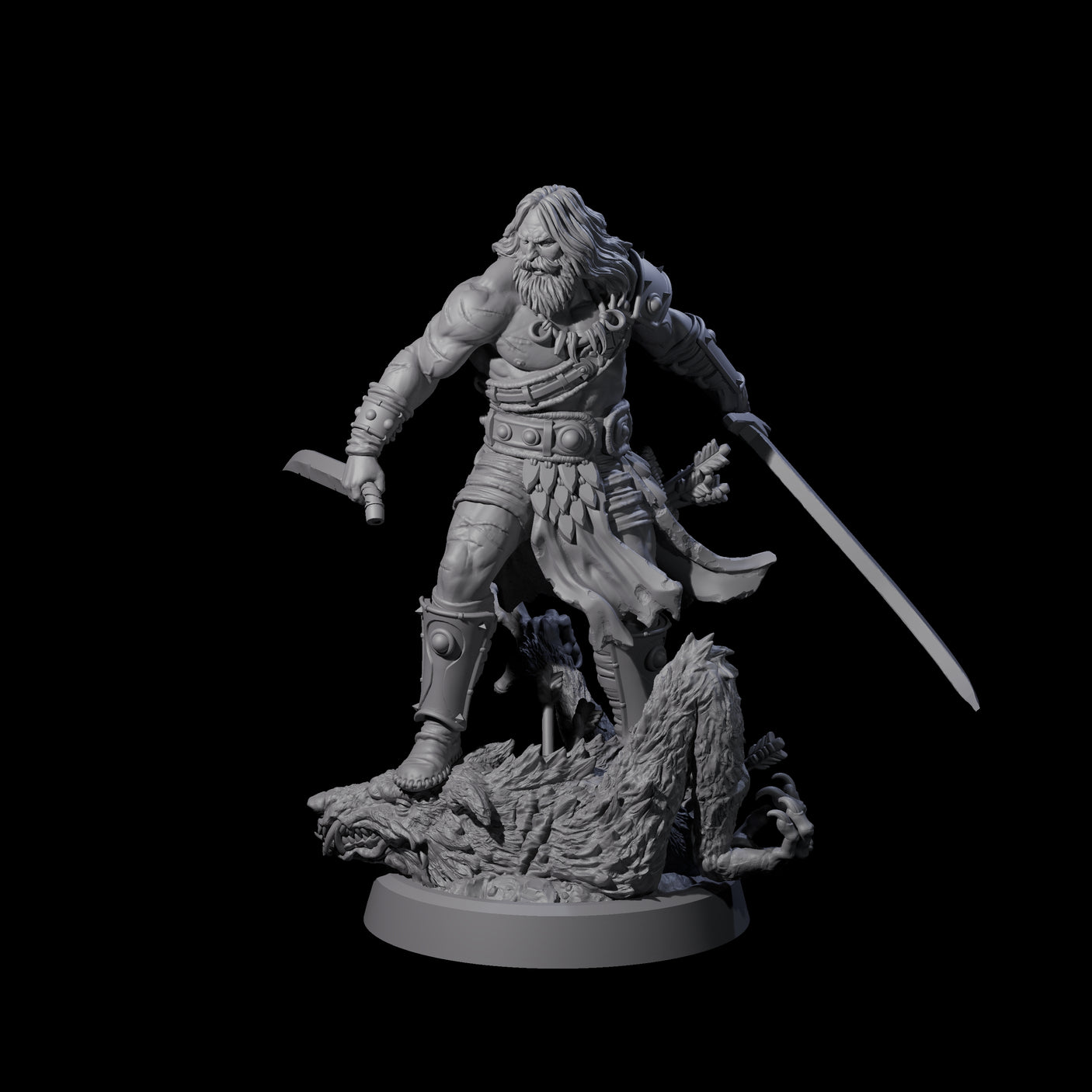 Stomping Werewolf Hunter Miniature for Dungeons and Dragons, Pathfinder or other TTRPGs