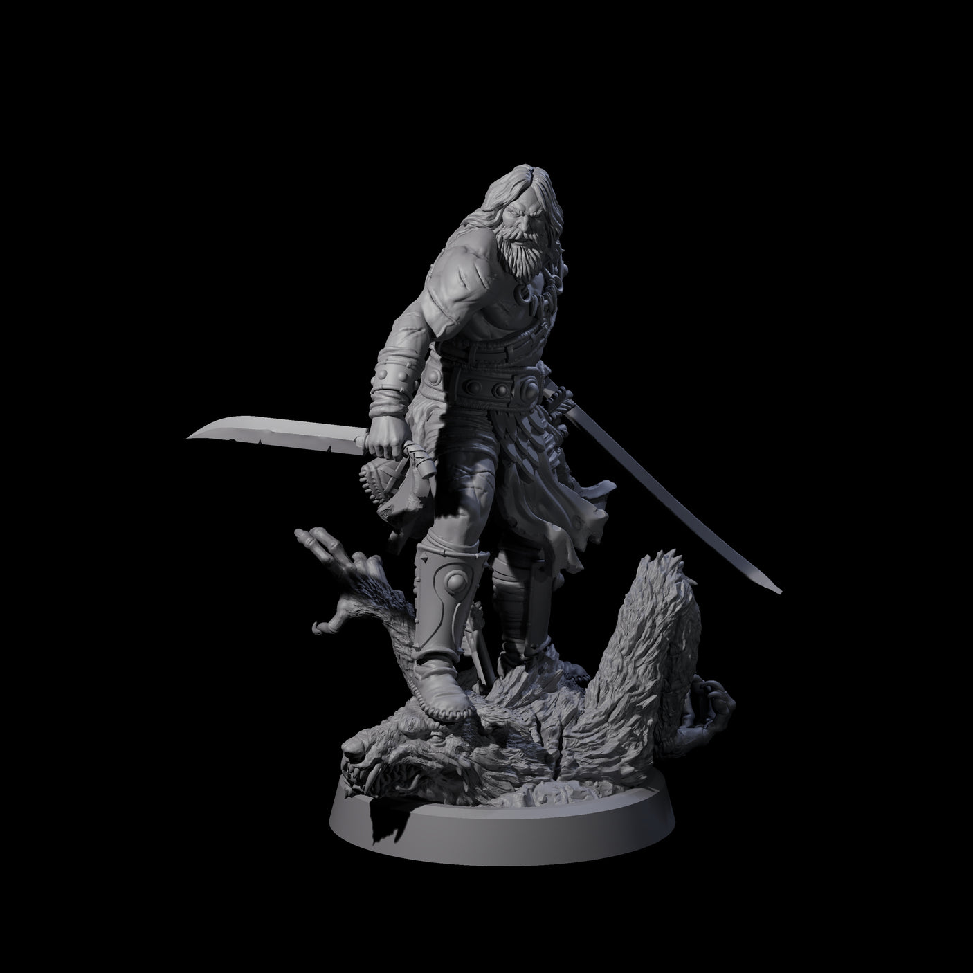 Stomping Werewolf Hunter Miniature for Dungeons and Dragons, Pathfinder or other TTRPGs