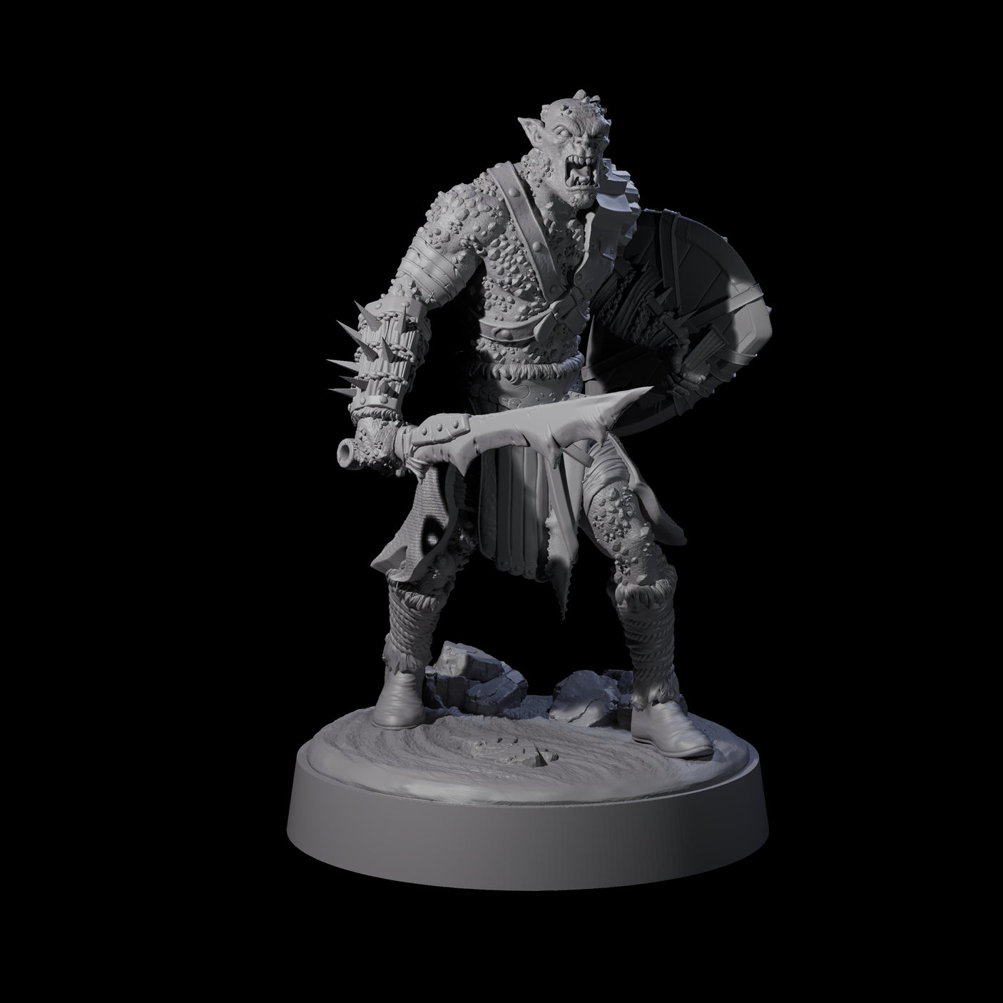 Stoneflesh Orc A Miniature for Dungeons and Dragons, Pathfinder or other TTRPGs