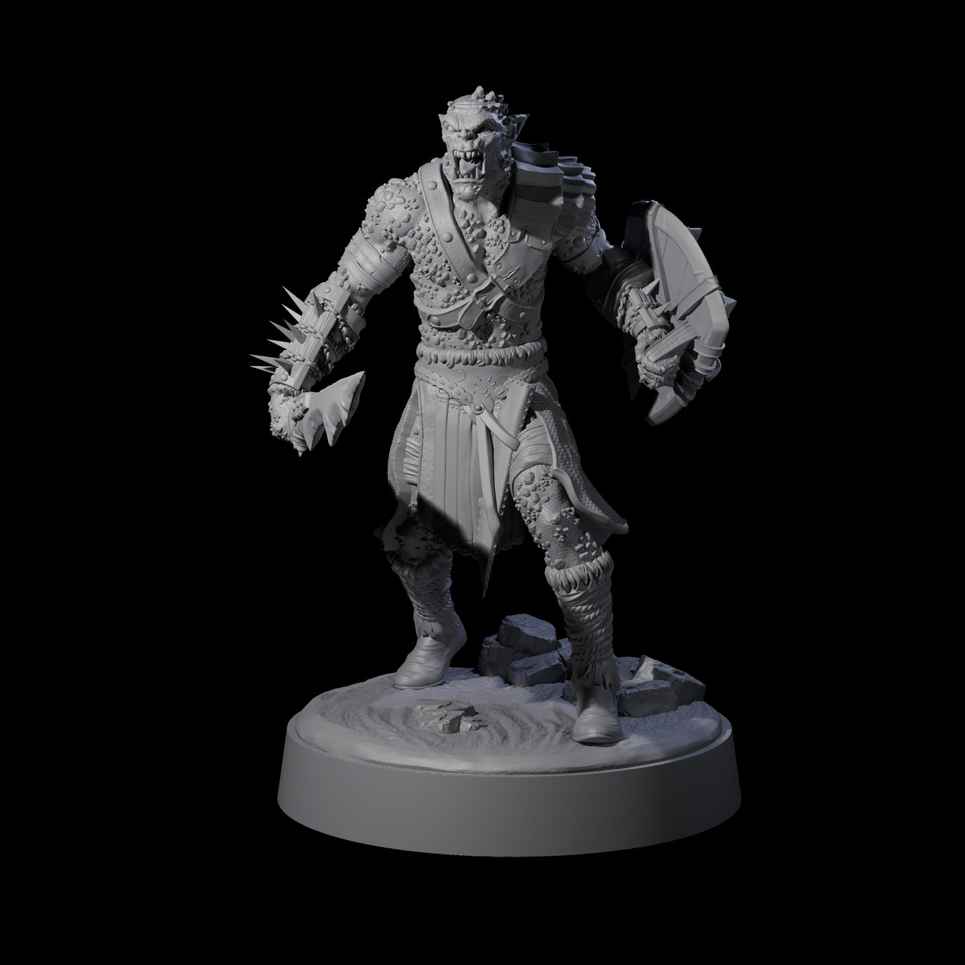 Stoneflesh Orc A Miniature for Dungeons and Dragons, Pathfinder or other TTRPGs