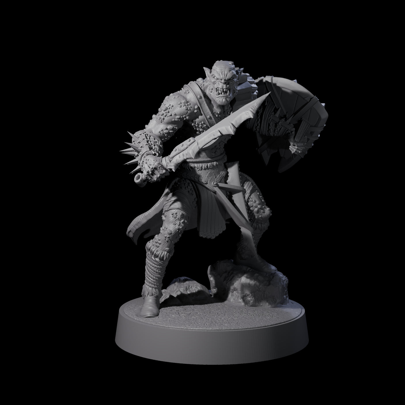 Stoneflesh Orc B Miniature for Dungeons and Dragons, Pathfinder or other TTRPGs