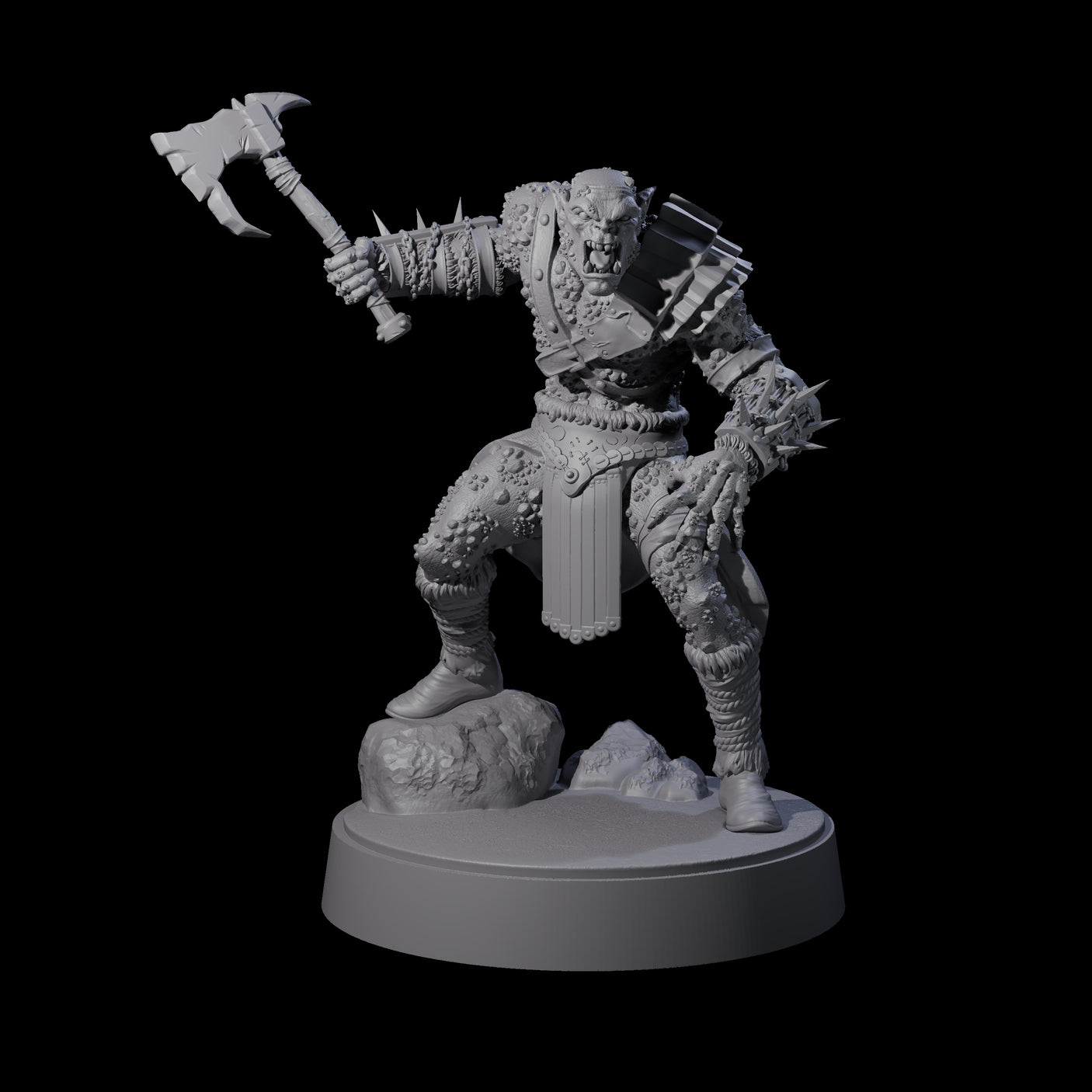Stoneflesh Orc C Miniature for Dungeons and Dragons, Pathfinder or other TTRPGs