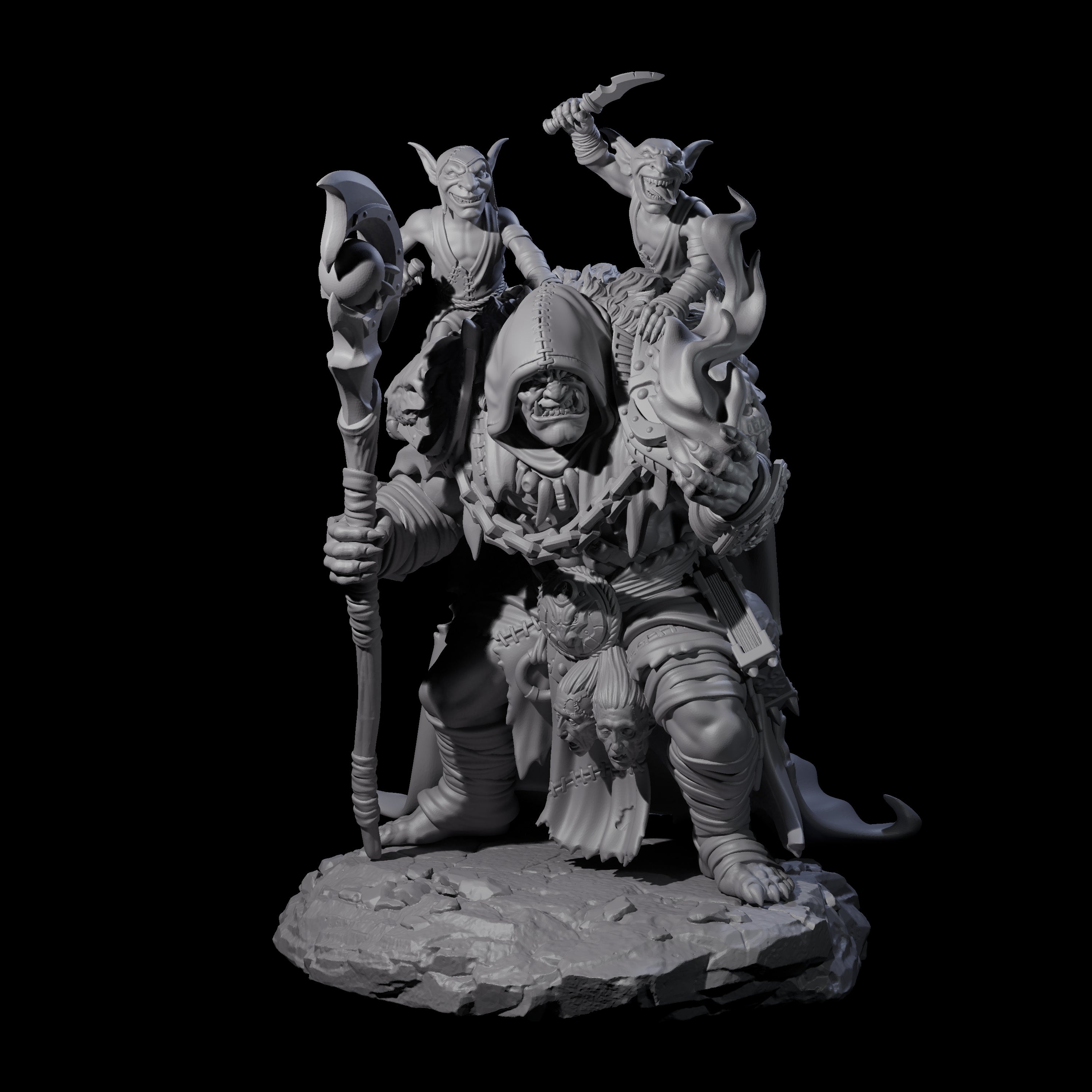 Stooped Orc Shaman Miniature for Dungeons and Dragons, Pathfinder or other TTRPGs