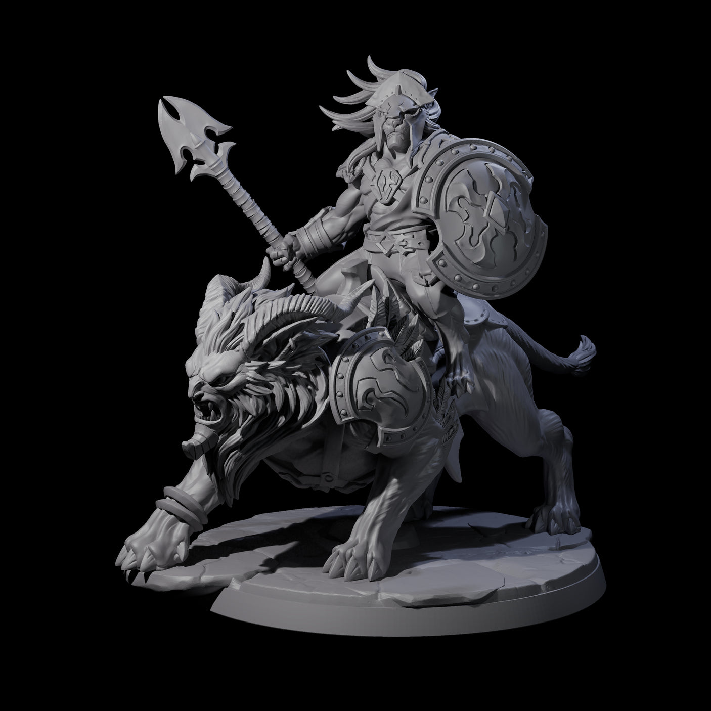 Storming Leonin Cavalry A Miniature for Dungeons and Dragons, Pathfinder or other TTRPGs