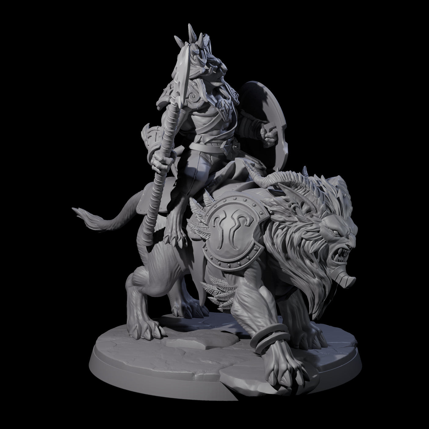 Storming Leonin Cavalry A Miniature for Dungeons and Dragons, Pathfinder or other TTRPGs