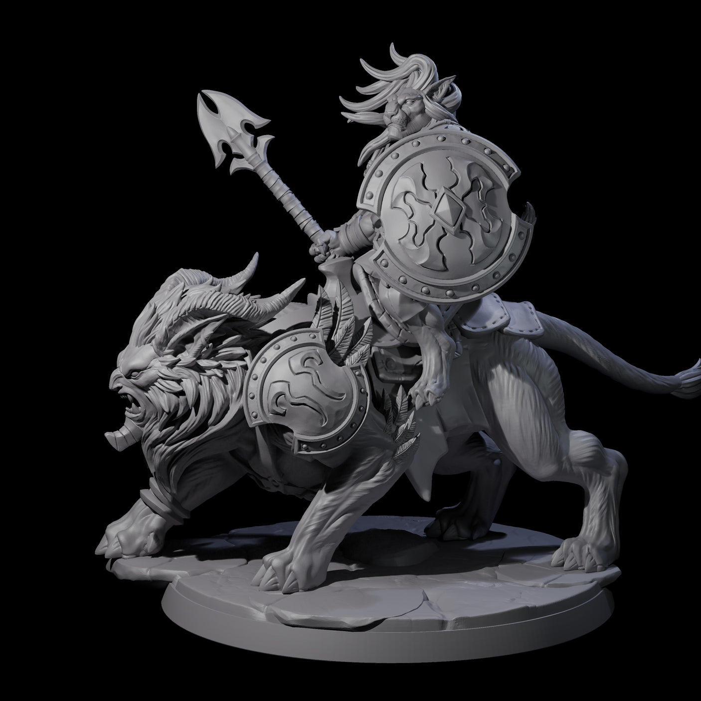 Storming Leonin Cavalry A Miniature for Dungeons and Dragons, Pathfinder or other TTRPGs
