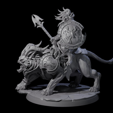 Storming Leonin Cavalry A Miniature for Dungeons and Dragons, Pathfinder or other TTRPGs