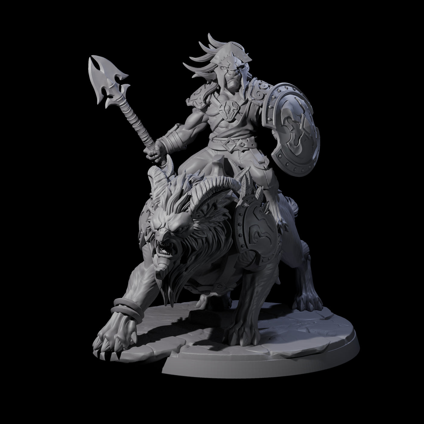 Storming Leonin Cavalry A Miniature for Dungeons and Dragons, Pathfinder or other TTRPGs