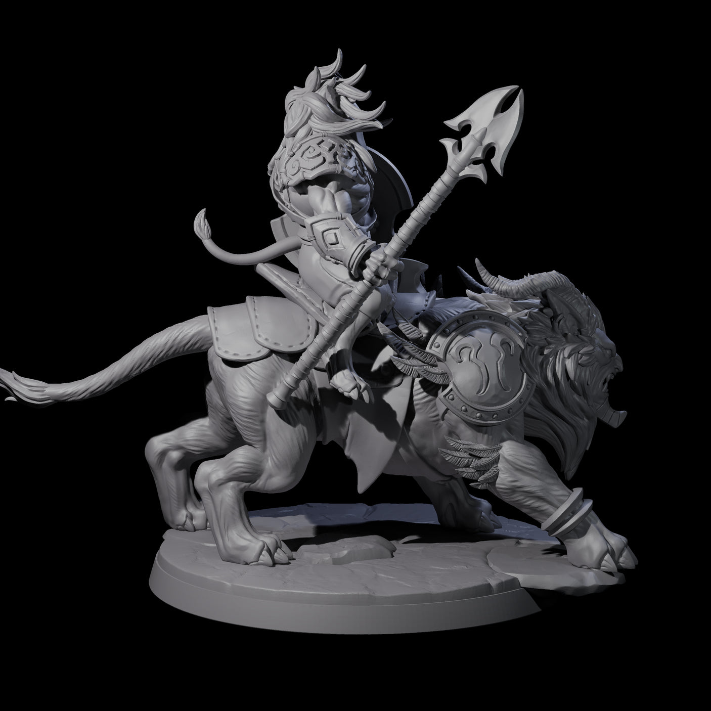 Storming Leonin Cavalry A Miniature for Dungeons and Dragons, Pathfinder or other TTRPGs