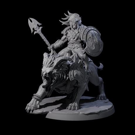 Storming Leonin Cavalry A Miniature for Dungeons and Dragons, Pathfinder or other TTRPGs