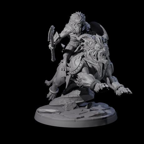 Storming Leonin Cavalry B Miniature for Dungeons and Dragons, Pathfinder or other TTRPGs