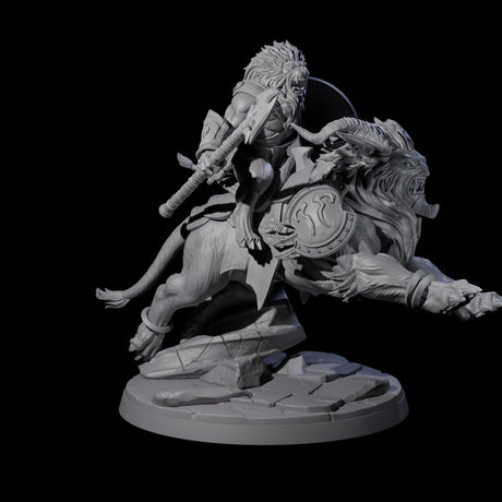 Storming Leonin Cavalry B Miniature for Dungeons and Dragons, Pathfinder or other TTRPGs