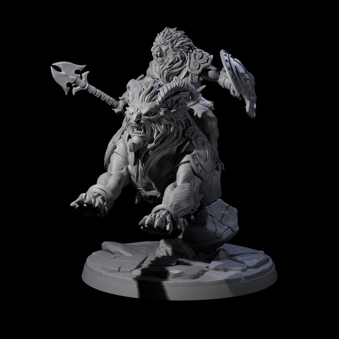 Storming Leonin Cavalry B Miniature for Dungeons and Dragons, Pathfinder or other TTRPGs