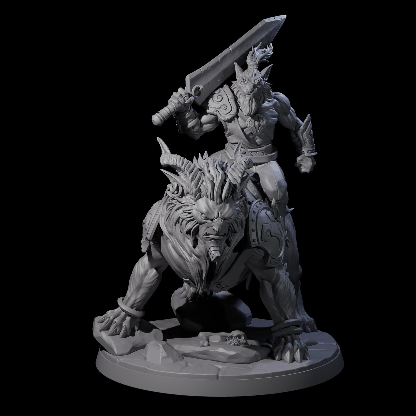 Storming Leonin Cavalry C Miniature for Dungeons and Dragons, Pathfinder or other TTRPGs