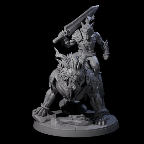 Storming Leonin Cavalry C Miniature for Dungeons and Dragons, Pathfinder or other TTRPGs