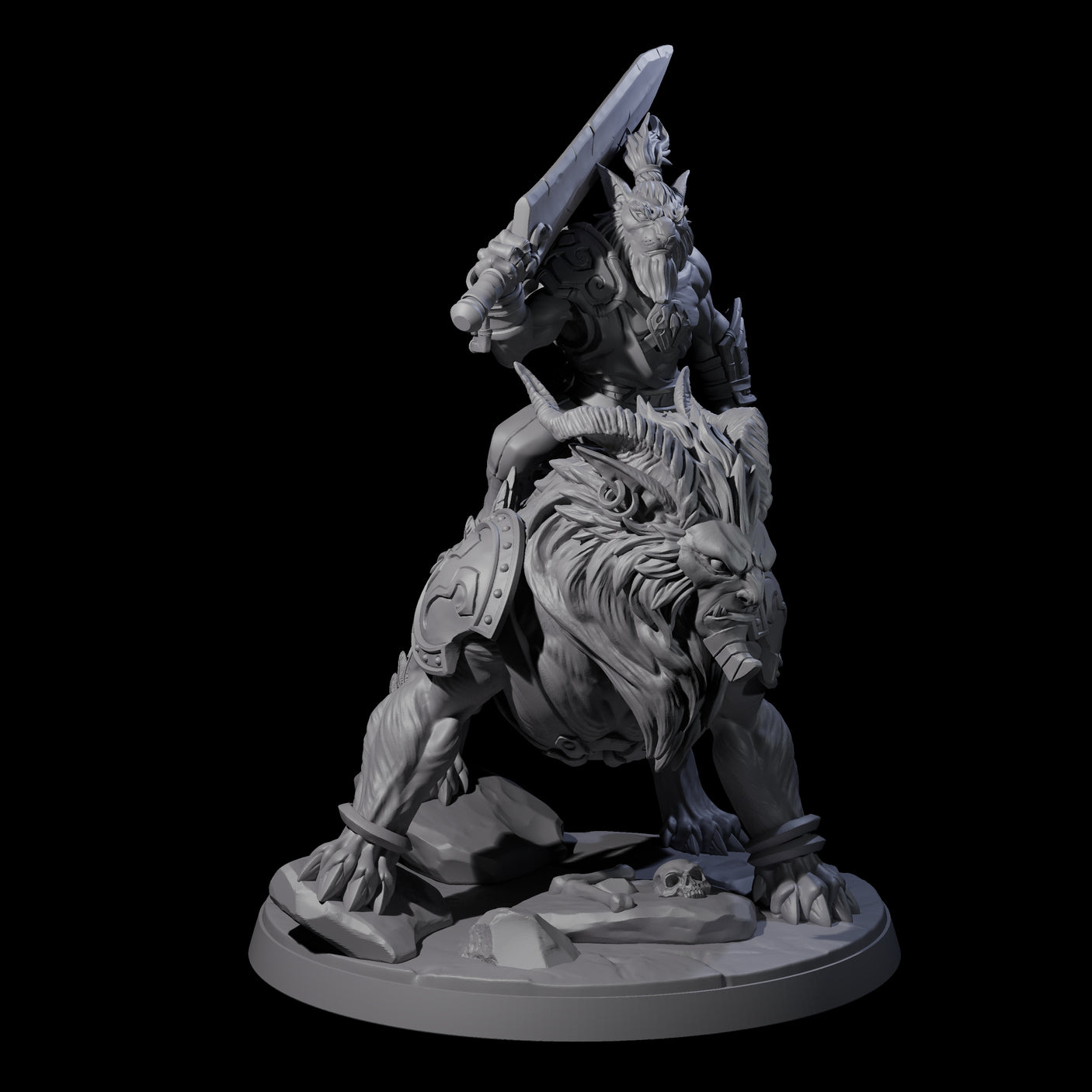 Storming Leonin Cavalry C Miniature for Dungeons and Dragons, Pathfinder or other TTRPGs