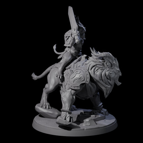 Storming Leonin Cavalry C Miniature for Dungeons and Dragons, Pathfinder or other TTRPGs