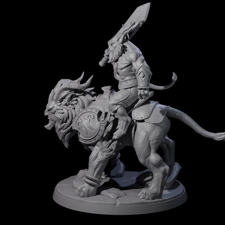 Storming Leonin Cavalry C Miniature for Dungeons and Dragons, Pathfinder or other TTRPGs