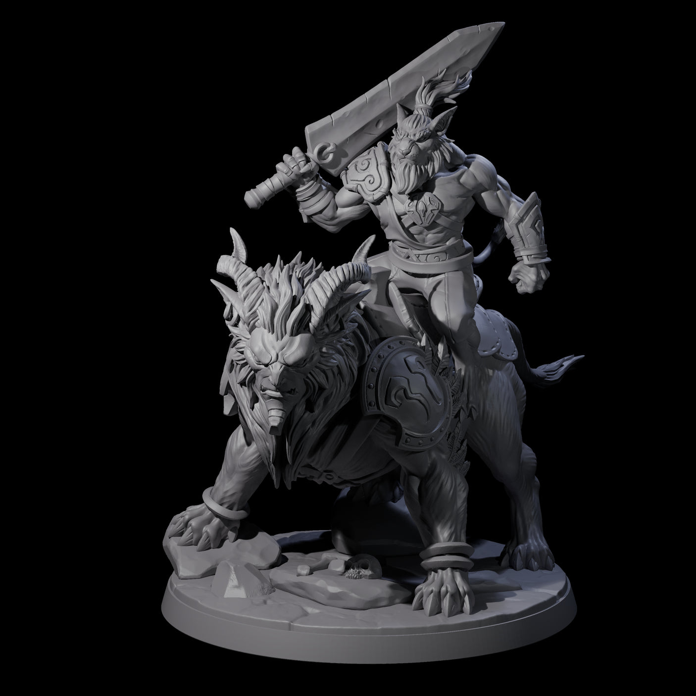 Storming Leonin Cavalry C Miniature for Dungeons and Dragons, Pathfinder or other TTRPGs