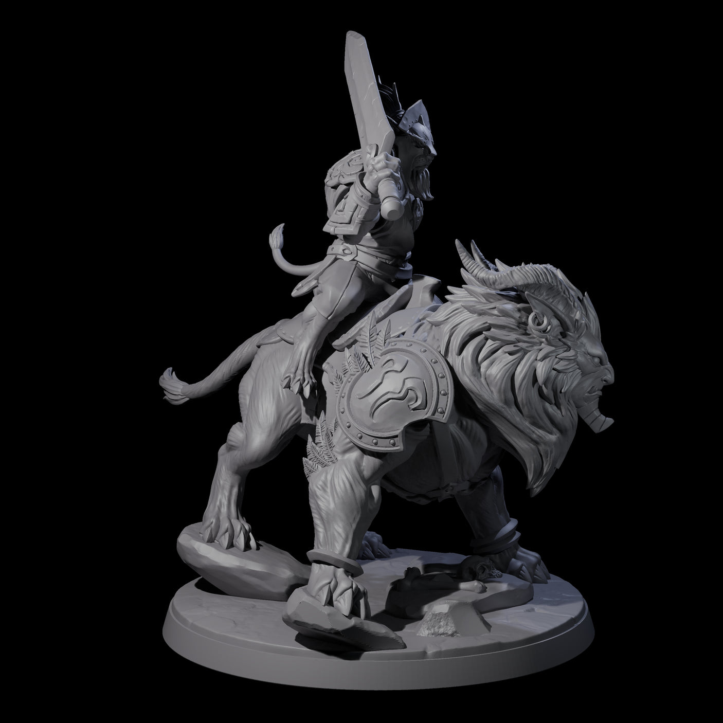 Storming Leonin Cavalry C Miniature for Dungeons and Dragons, Pathfinder or other TTRPGs