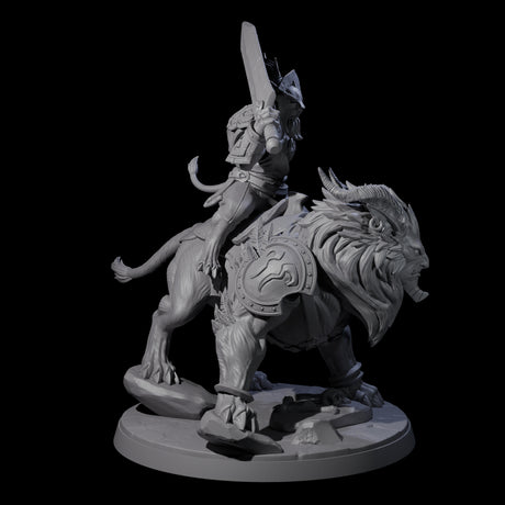 Storming Leonin Cavalry C Miniature for Dungeons and Dragons, Pathfinder or other TTRPGs