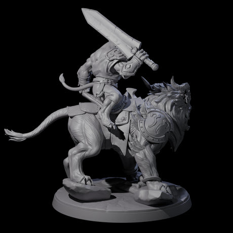Storming Leonin Cavalry C Miniature for Dungeons and Dragons, Pathfinder or other TTRPGs