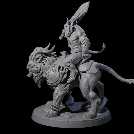 Storming Leonin Cavalry C Miniature for Dungeons and Dragons, Pathfinder or other TTRPGs