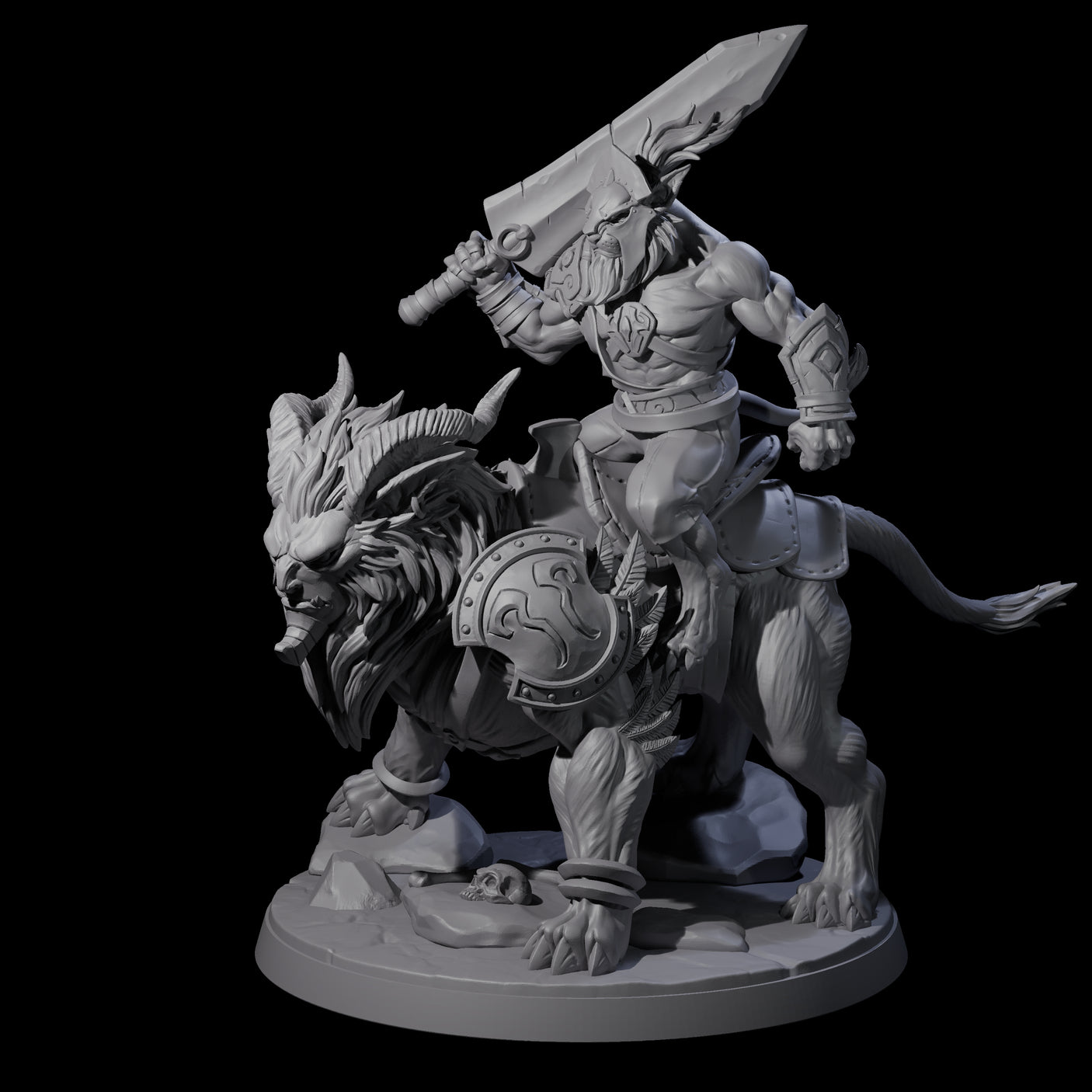 Storming Leonin Cavalry C Miniature for Dungeons and Dragons, Pathfinder or other TTRPGs