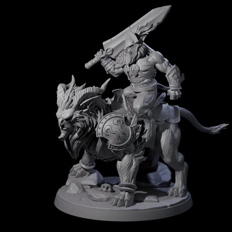 Storming Leonin Cavalry C Miniature for Dungeons and Dragons, Pathfinder or other TTRPGs