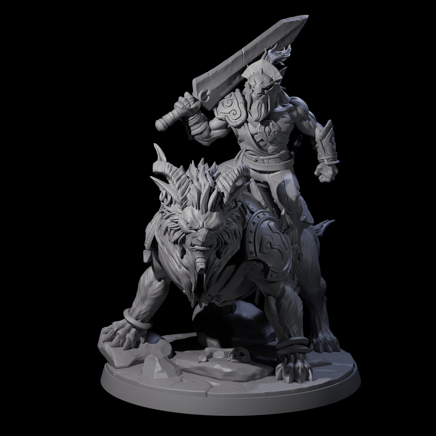 Storming Leonin Cavalry C Miniature for Dungeons and Dragons, Pathfinder or other TTRPGs