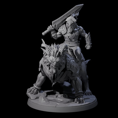 Storming Leonin Cavalry C Miniature for Dungeons and Dragons, Pathfinder or other TTRPGs