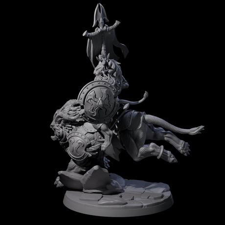 Storming Leonin Cavalry D Miniature for Dungeons and Dragons, Pathfinder or other TTRPGs