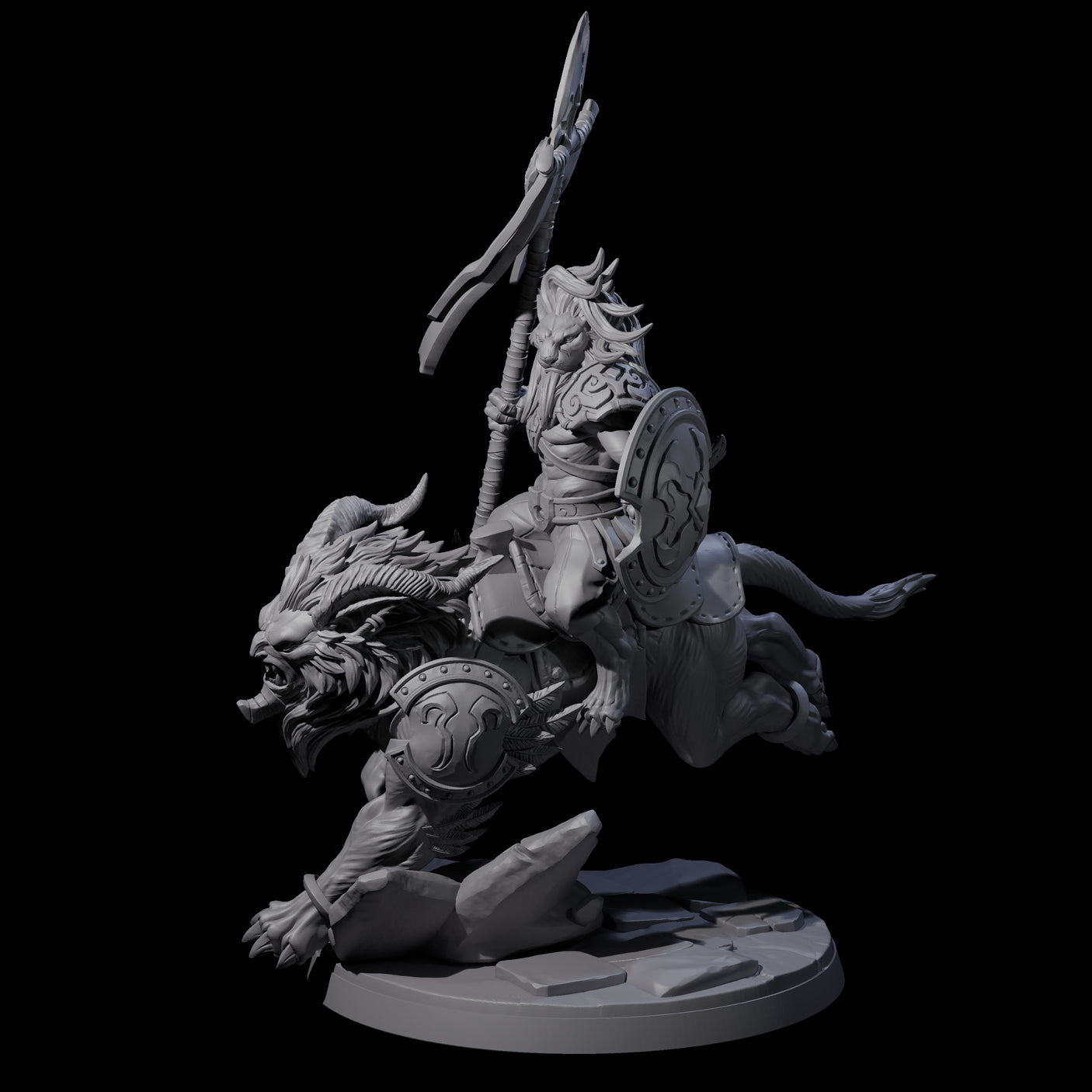 Storming Leonin Cavalry D Miniature for Dungeons and Dragons, Pathfinder or other TTRPGs