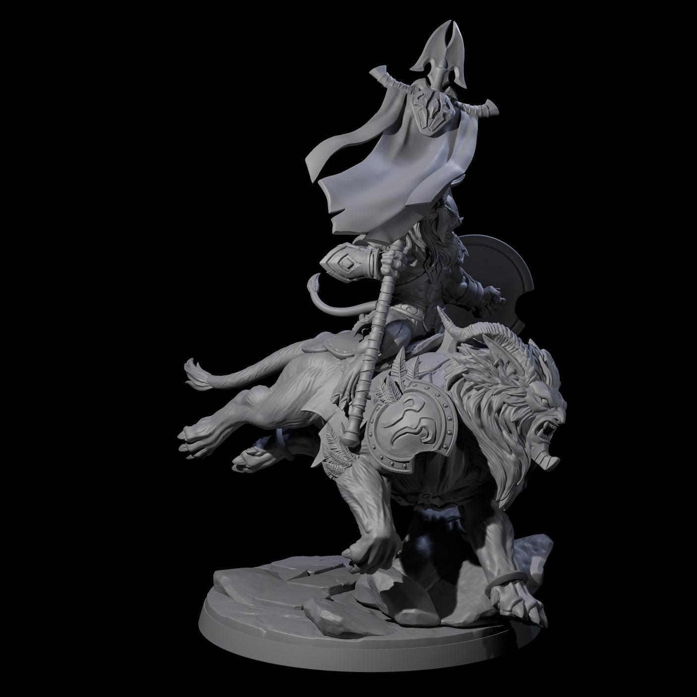 Storming Leonin Cavalry D Miniature for Dungeons and Dragons, Pathfinder or other TTRPGs
