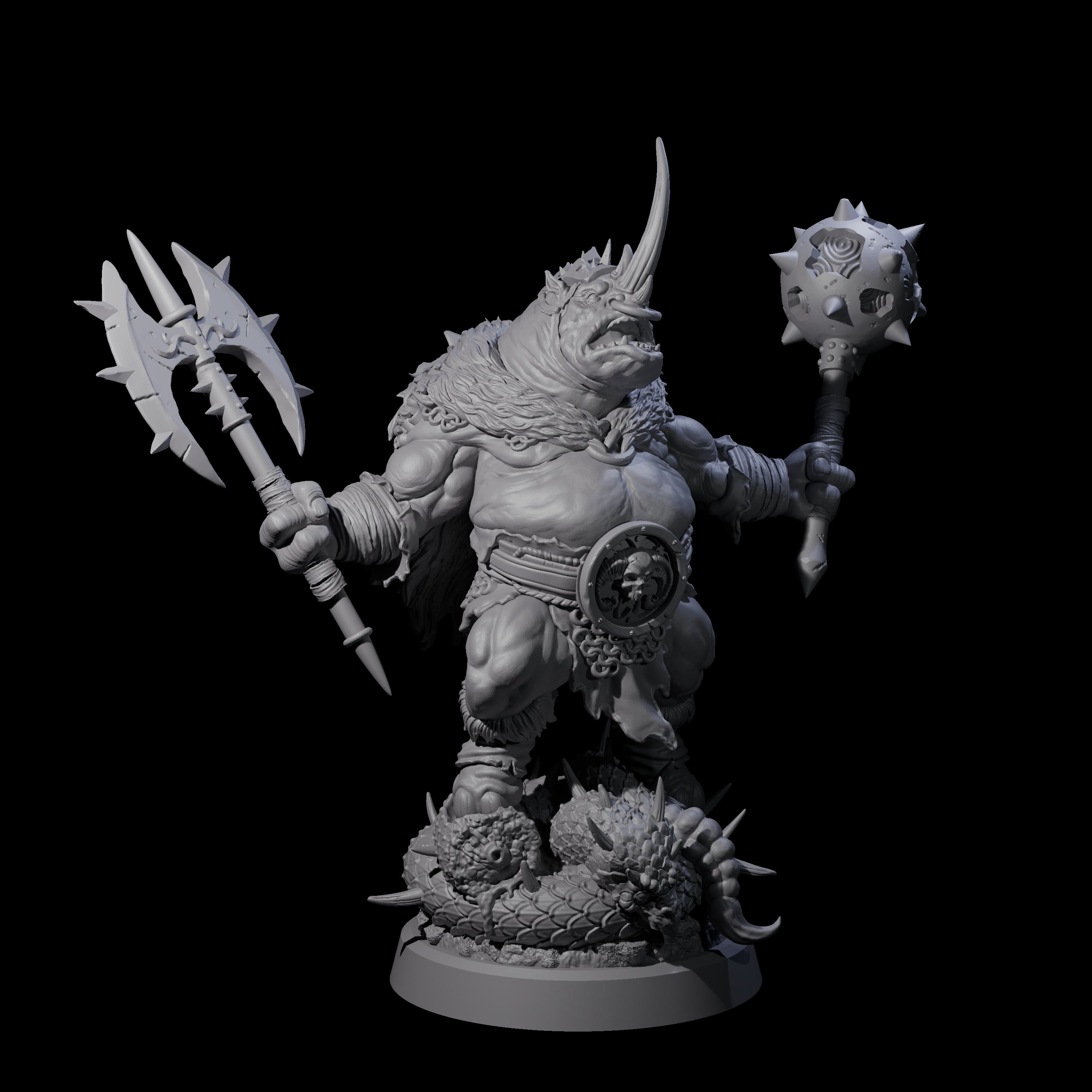 Storming Rhinofolk Warrior Miniature for Dungeons and Dragons, Pathfinder or other TTRPGs