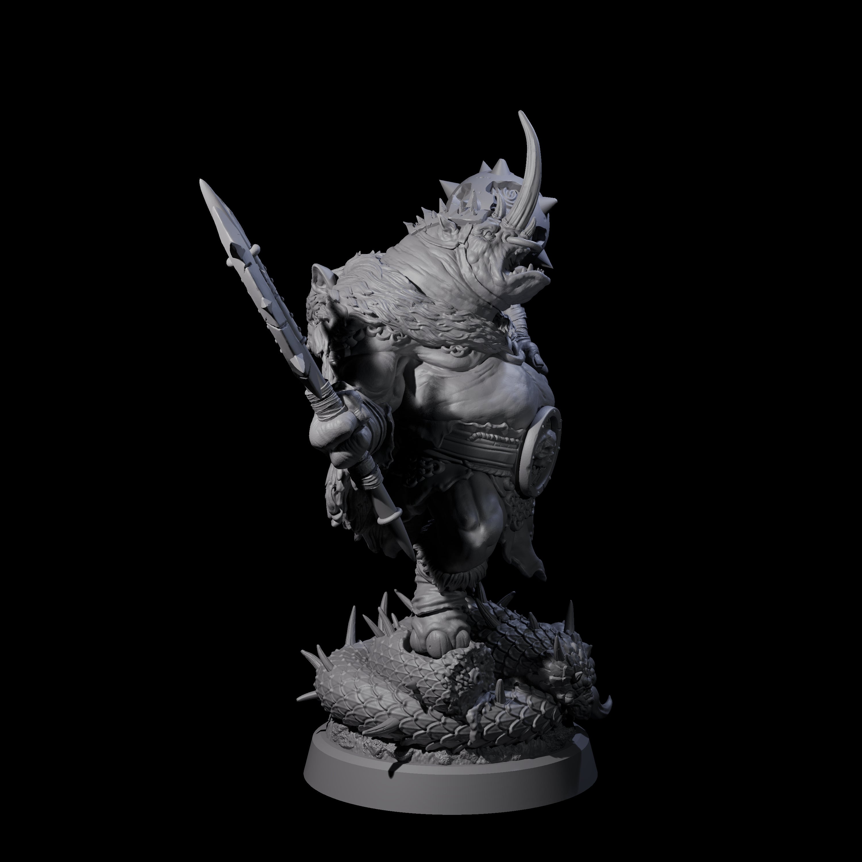 Storming Rhinofolk Warrior Miniature for Dungeons and Dragons, Pathfinder or other TTRPGs