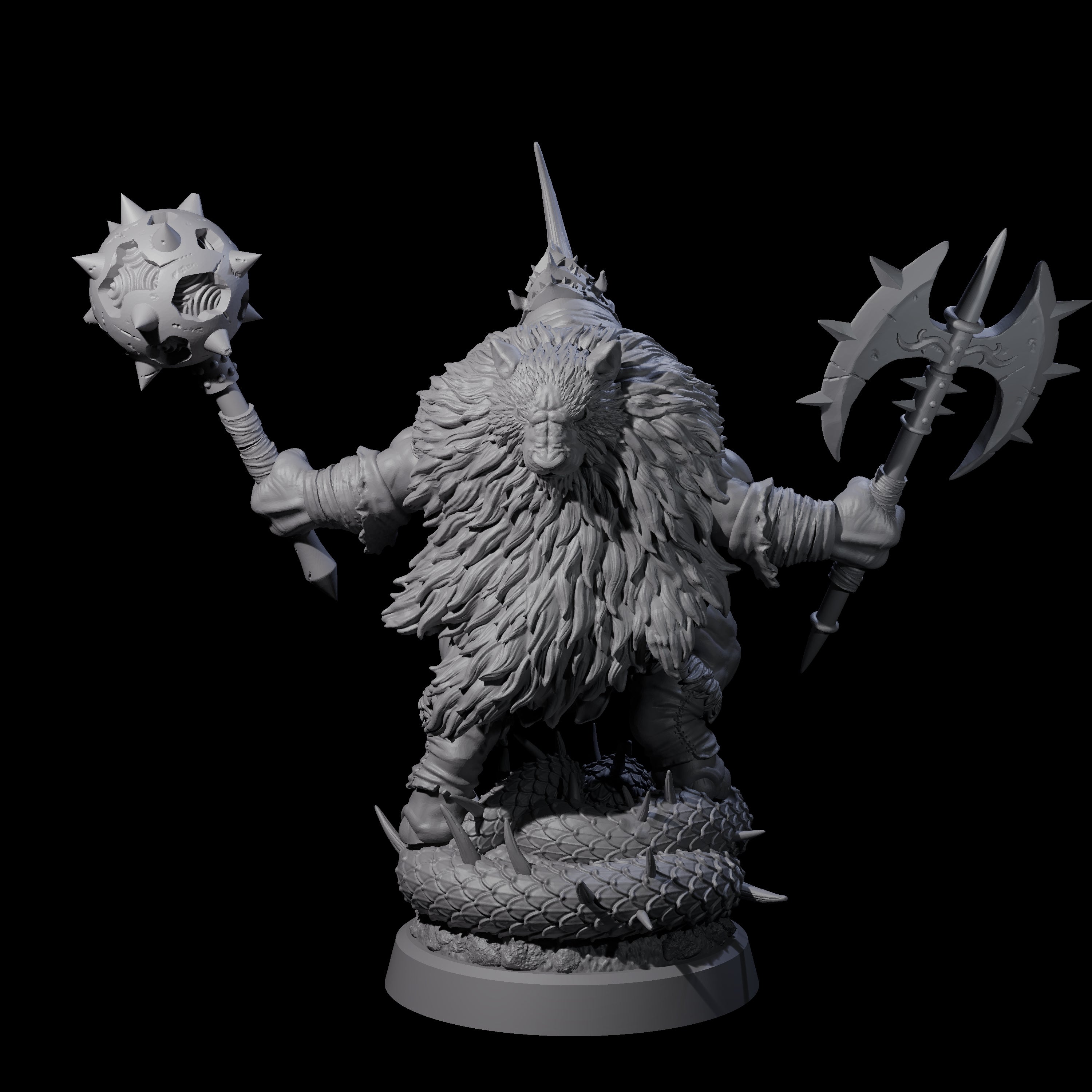 Storming Rhinofolk Warrior Miniature for Dungeons and Dragons, Pathfinder or other TTRPGs