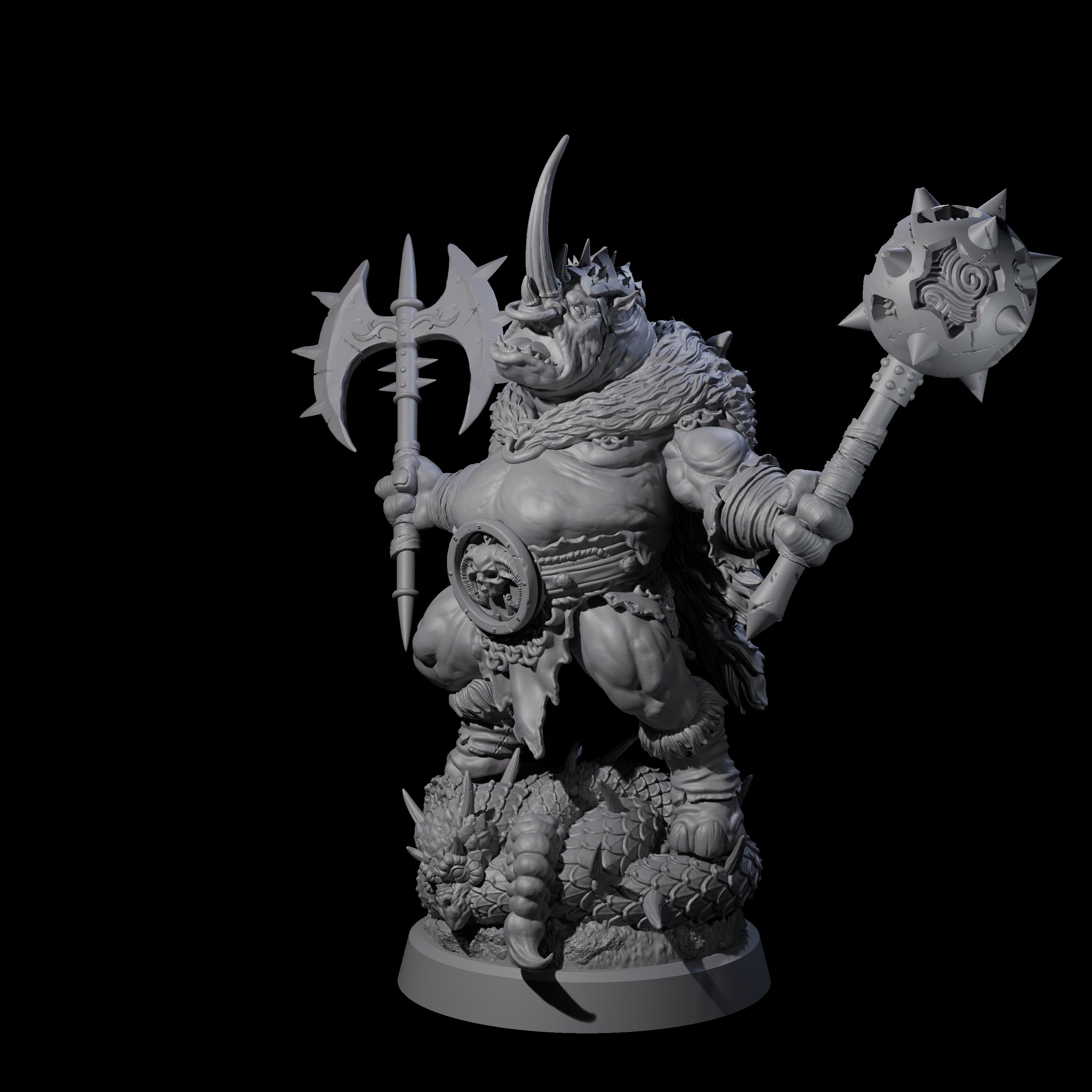 Storming Rhinofolk Warrior Miniature for Dungeons and Dragons, Pathfinder or other TTRPGs