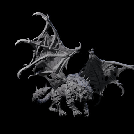 Stretching Dark Manticore B Miniature for Dungeons and Dragons, Pathfinder or other TTRPGs